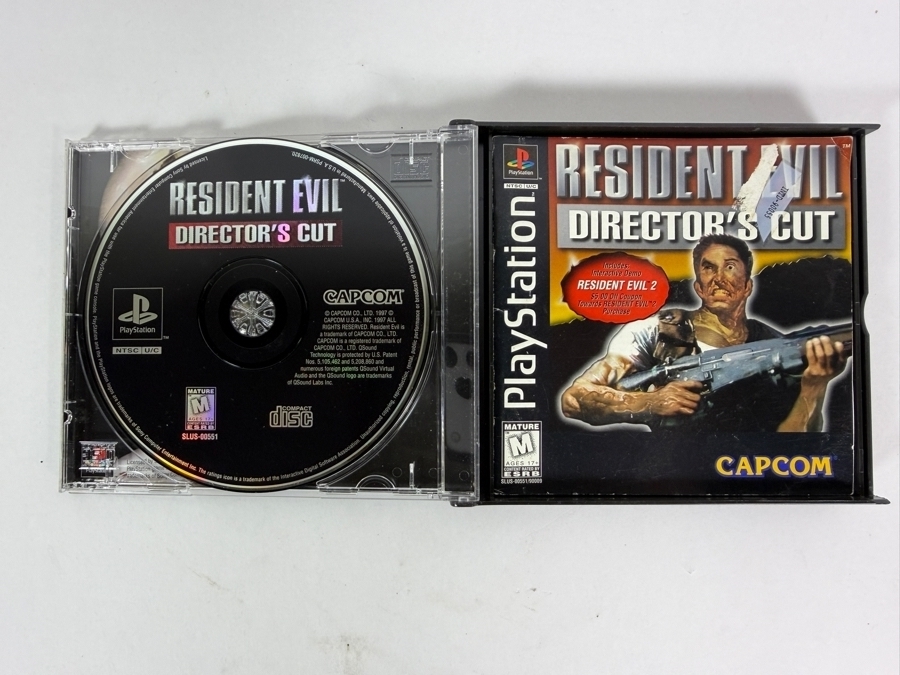 Resident Evil Director's Cut 2 Disc Version Complete In Box Original Black Label Case With Bonus Resident Evil 2 Demo Disc Sony PlayStation 1 PS1 Vintage Video Game SLUS-00551 Estimate $120 - $180 [Photo 2]