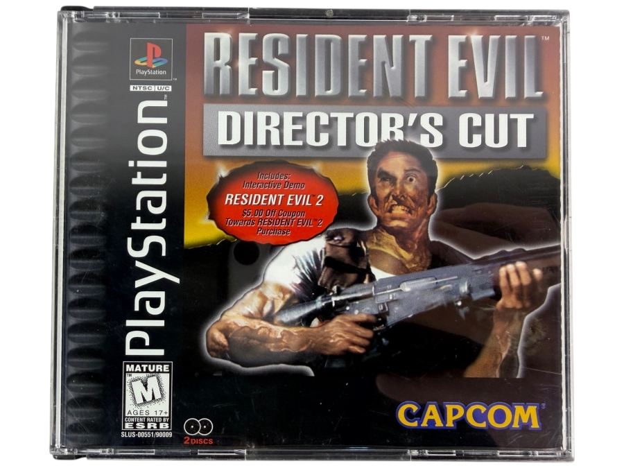 Resident Evil Director's Cut 2 Disc Version Complete In Box Original Black Label Case With Bonus Resident Evil 2 Demo Disc Sony PlayStation 1 PS1 Vintage Video Game SLUS-00551 Estimate $120 - $180