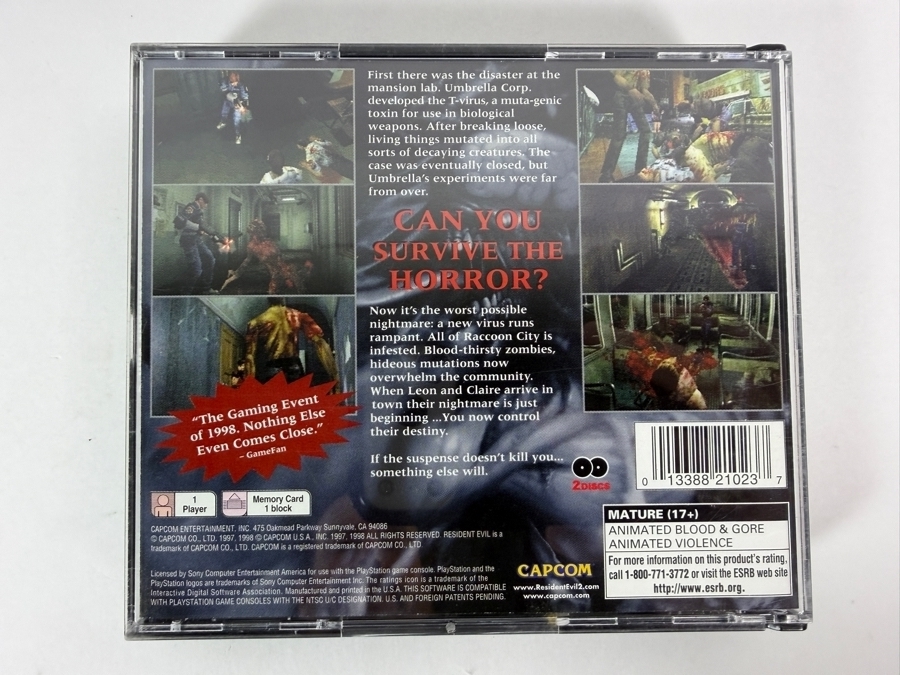 Resident Evil 2 Sony PlayStation 1 PS1 Original Black Label Sweepstakes Hype Sticker Variant Complete In Box 2-Disc Set Vintage Video Game SLUS-00421 Estimate $75 - $120 [Photo 2]