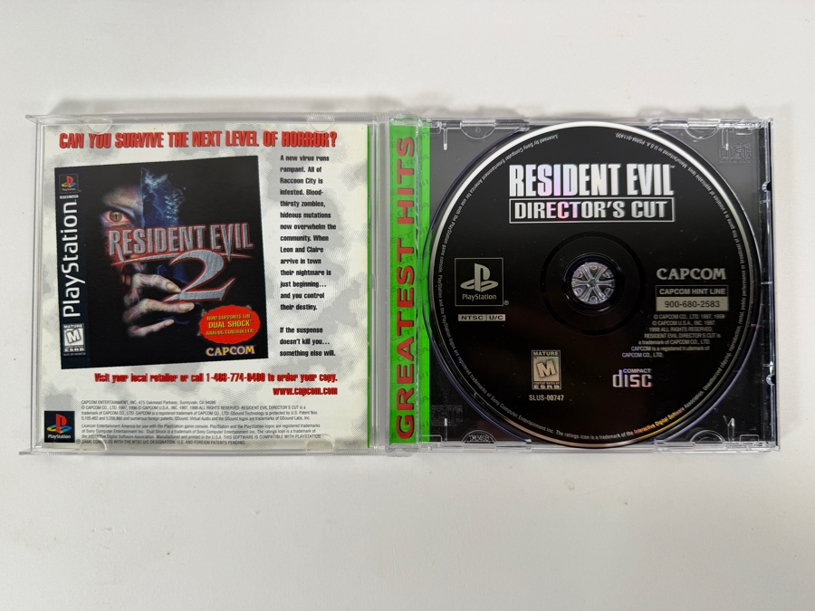 Resident Evil Director's Cut Dual Shock Ver. Sony PlayStation 1 PS1 Greatest Hits Green Label Edition Complete In Box Vintage Video Game SLUS-00747 Estimate $35 - $65 [Photo 2]