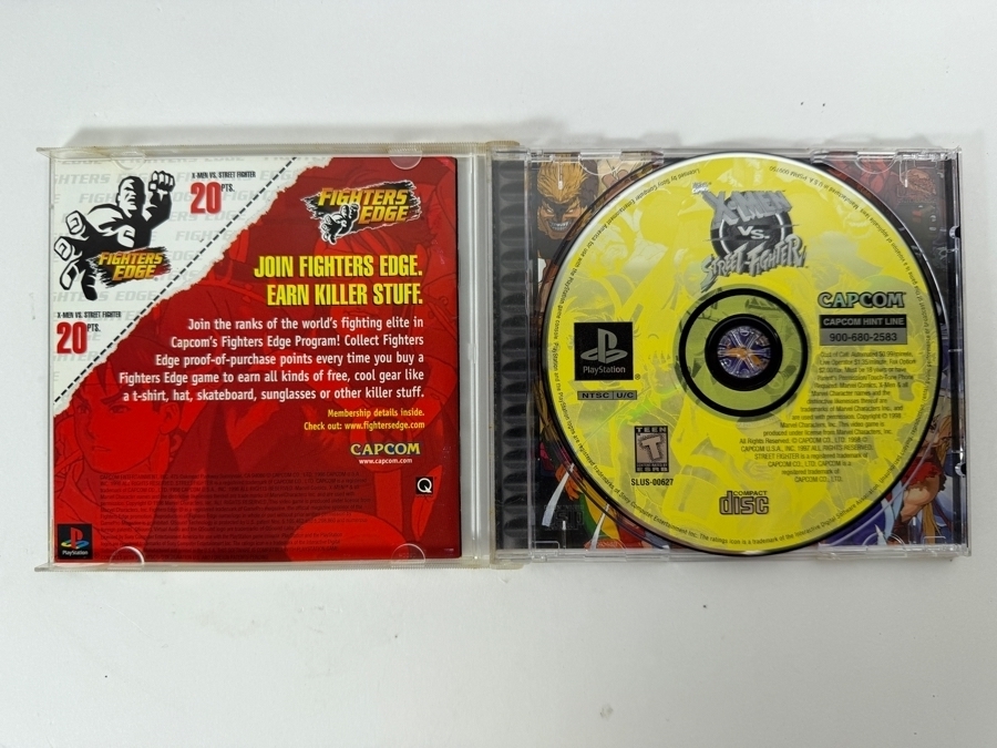 X-Men Vs. Street Fighter Sony PlayStation 1 PS1 Original Black Label Jewel Case Edition Complete In Box CIB Vintage Fighting Video Game SLUS-00627 Estimate $70 - $110 [Photo 2]