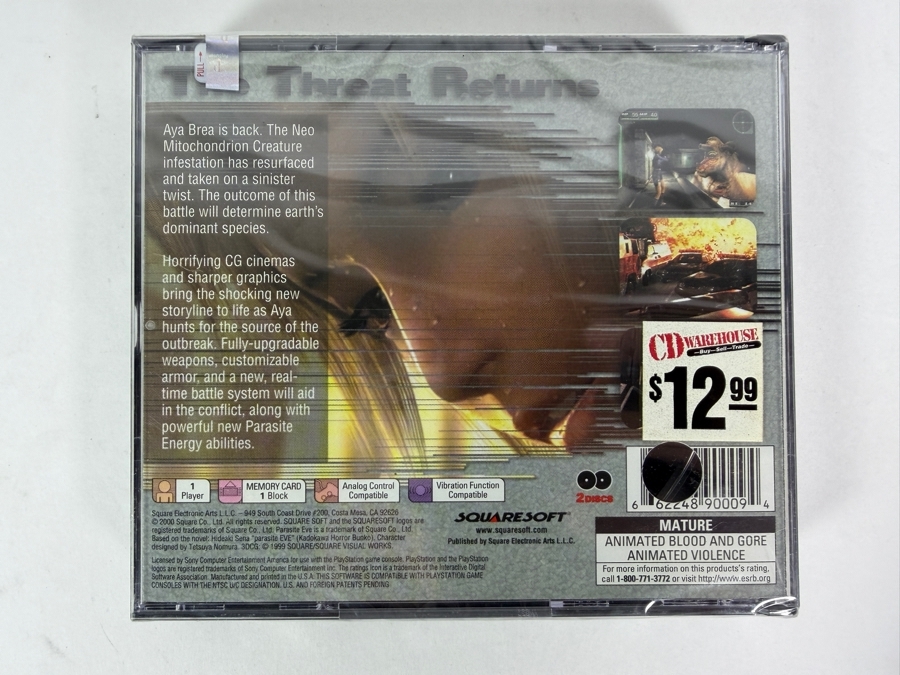 Parasite Eve II Sony PlayStation 1 PS1 Original Black Label Factory Sealed Brand New Vintage Survival Horror Video Game SLUS-01042 Estimate $350 - $500 [Photo 3]
