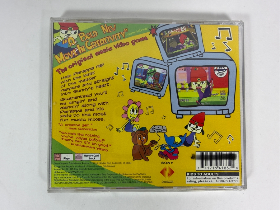 PaRappa The Rapper Sony PlayStation 1 PS1 Original Black Label Jewel Case Edition Complete In Box CIB Vintage Rhythm Action Video Game SCUS-94183 Estimate $130 - $180 [Photo 3]