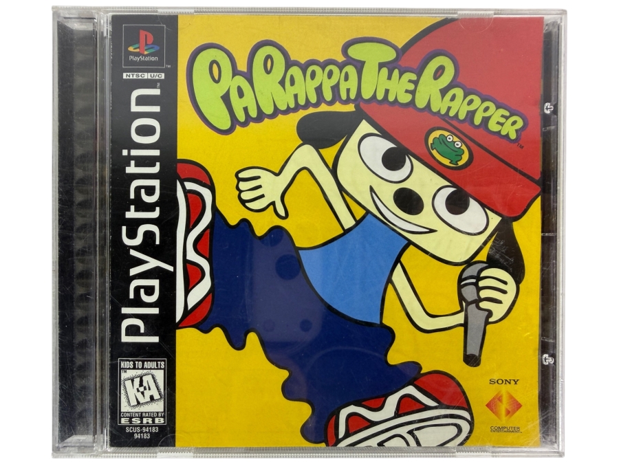PaRappa The Rapper Sony PlayStation 1 PS1 Original Black Label Jewel Case Edition Complete In Box CIB Vintage Rhythm Action Video Game SCUS-94183 Estimate $130 - $180