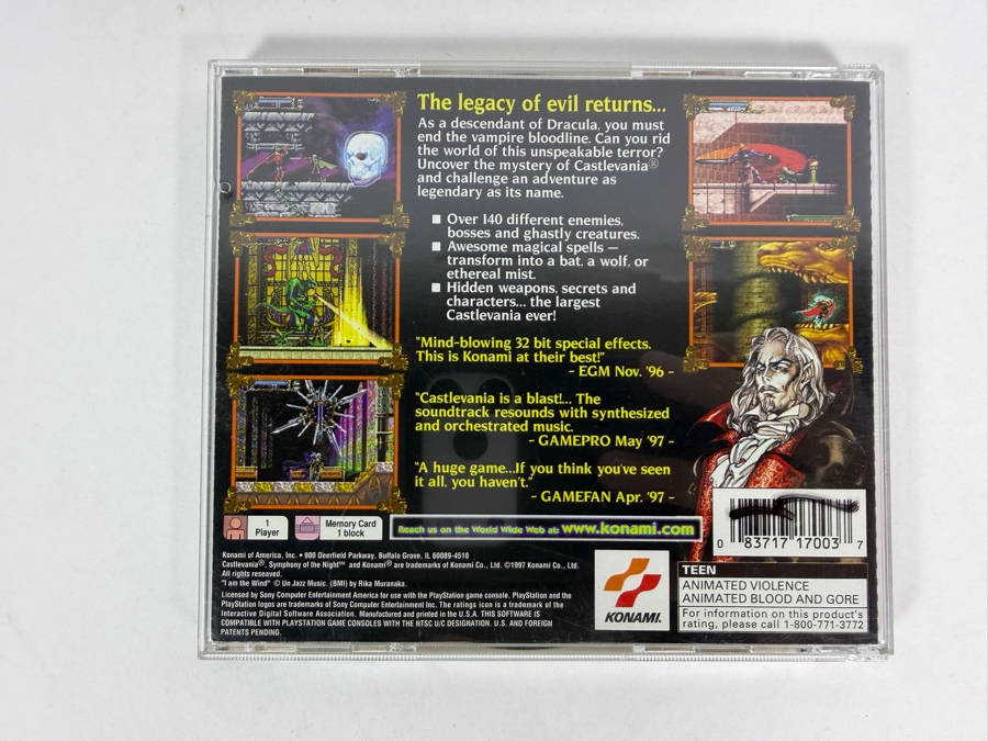 Castlevania: Symphony of the Night Sony PlayStation 1 PS1 Original Black Label Jewel Case Edition Complete In Box CIB Vintage Metroidvania Action RPG Game SLUS-00067 Estimate $175 - $240 [Photo 3]