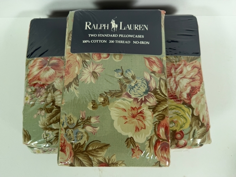 New In Package Vintage Ralph Lauren Charlotte Sage Green Floral Chintz Full Size Sheet Set [Photo 4]