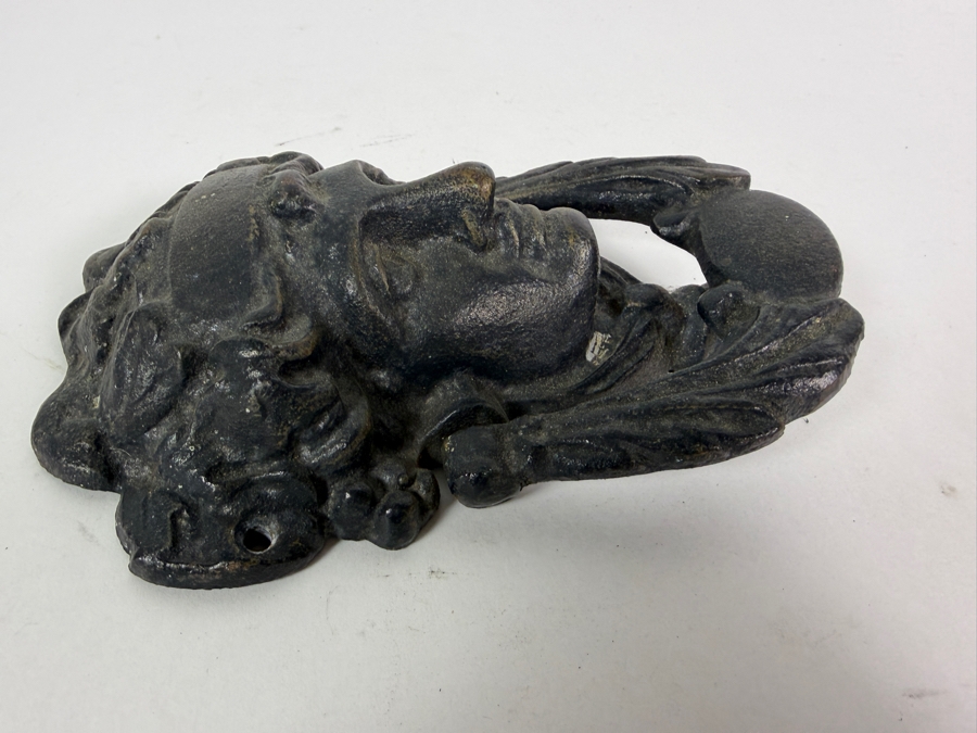Vintage Neoclassical Cast Iron Greek Goddess Athena Medusa Front Door Knocker Hardware 7H [Photo 2]
