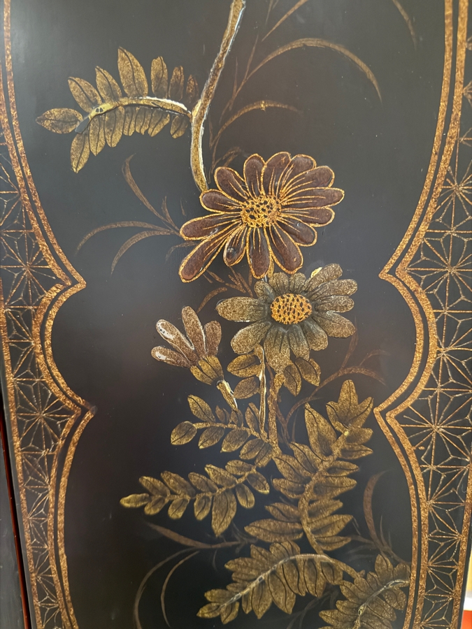 Stunning Vintage Chinese Black Lacquer Chinoiserie Drop Front Bookcase Secretary Bureau Cabinet 39W X 22D X 95H [Photo 11]