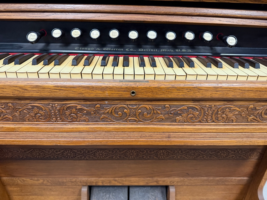 Working Antique Victorian Clough And Warren Company Carved Oak Reed Pump Organ 48W X  23D X 50H [Photo 7]