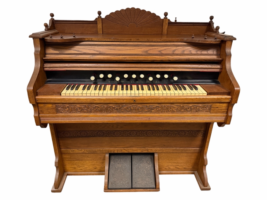 Working Antique Victorian Clough And Warren Company Carved Oak Reed Pump Organ 48W X  23D X 50H [Photo 3]