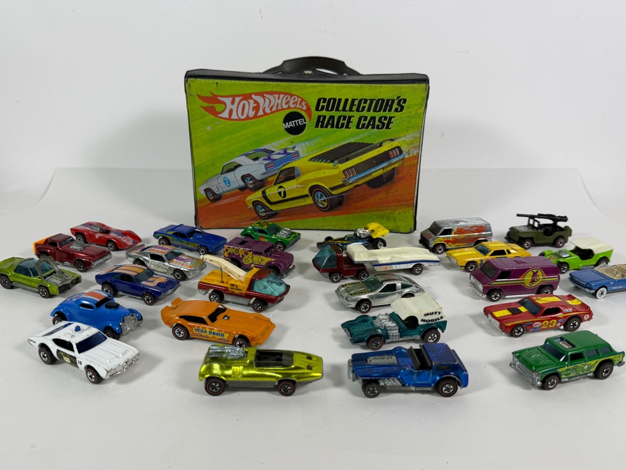 Just Added - Vintage Mattel Hot Wheels Redlines Cars Early Collection with Original 1969 Vinyl Collector's Race Case Storage Box - See Photos [Photo 2]