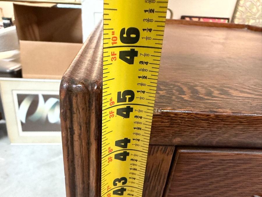 Just Added - Antique Antique Mission Style Tiger Oak Combination Index Document Filing Cabinet 17W X 21D X 45.5H [Photo 10]