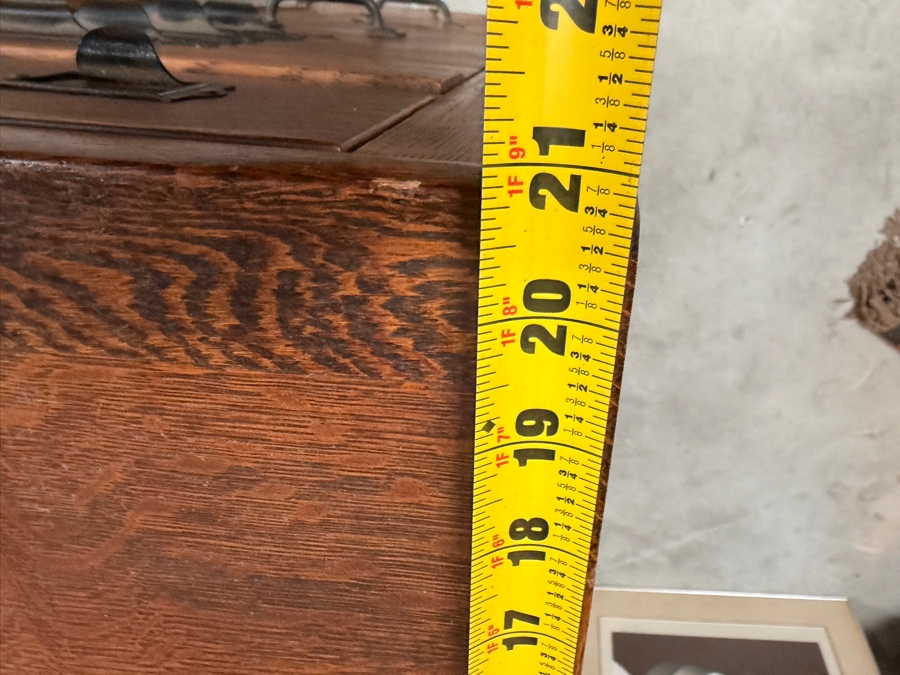 Just Added - Antique Antique Mission Style Tiger Oak Combination Index Document Filing Cabinet 17W X 21D X 45.5H [Photo 9]