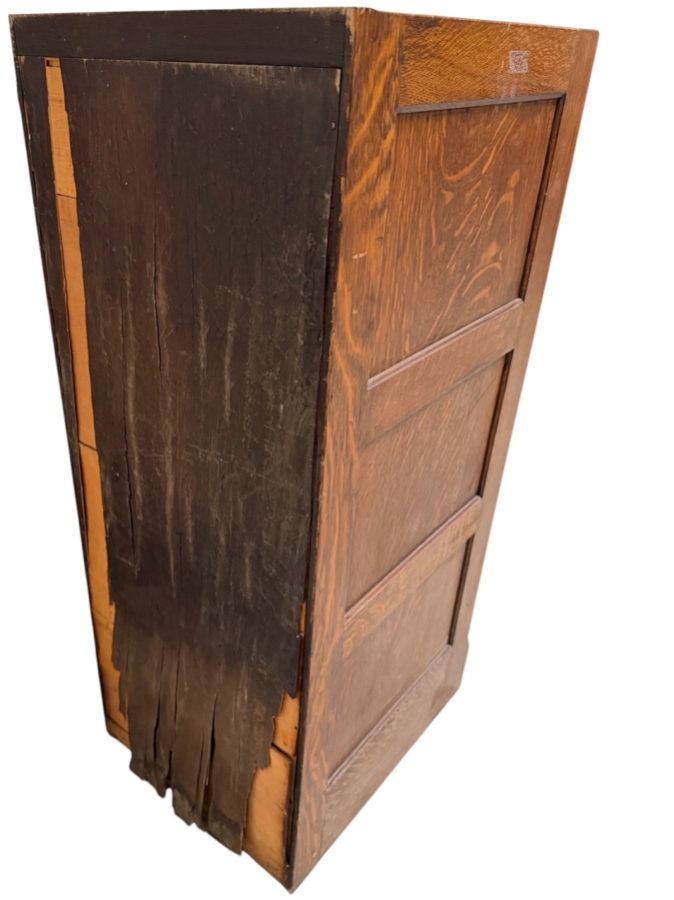 Just Added - Antique Antique Mission Style Tiger Oak Combination Index Document Filing Cabinet 17W X 21D X 45.5H [Photo 3]