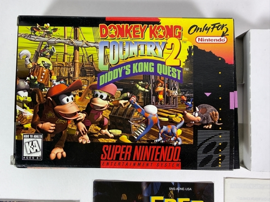 Donkey Kong Country 2 Diddy's Kong Quest Super Nintendo SNES Complete In Box CIB Estimate $100 - $140 [Photo 2]