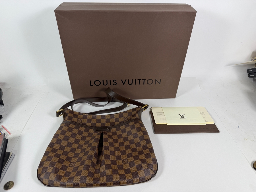 Louis Vuitton Bloomsbury PM Crossbody Bag Damier Ebene Canvas Brown Leather Trim Gold-Tone Hardware With Box And Dust Bag Estimate $1,200 - $1,500 [Photo 3]