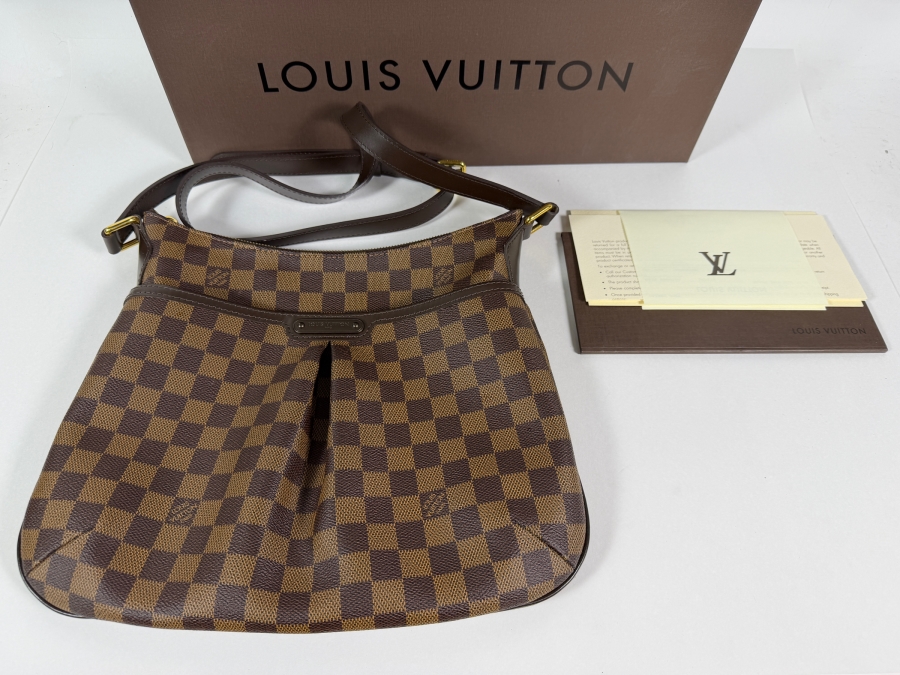 Louis Vuitton Bloomsbury PM Crossbody Bag Damier Ebene Canvas Brown Leather Trim Gold-Tone Hardware With Box And Dust Bag Estimate $1,200 - $1,500 [Photo 2]