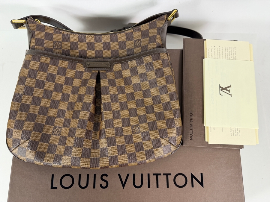 Louis Vuitton Bloomsbury PM Crossbody Bag Damier Ebene Canvas Brown Leather Trim Gold-Tone Hardware With Box And Dust Bag Estimate $1,200 - $1,500 [Photo 4]