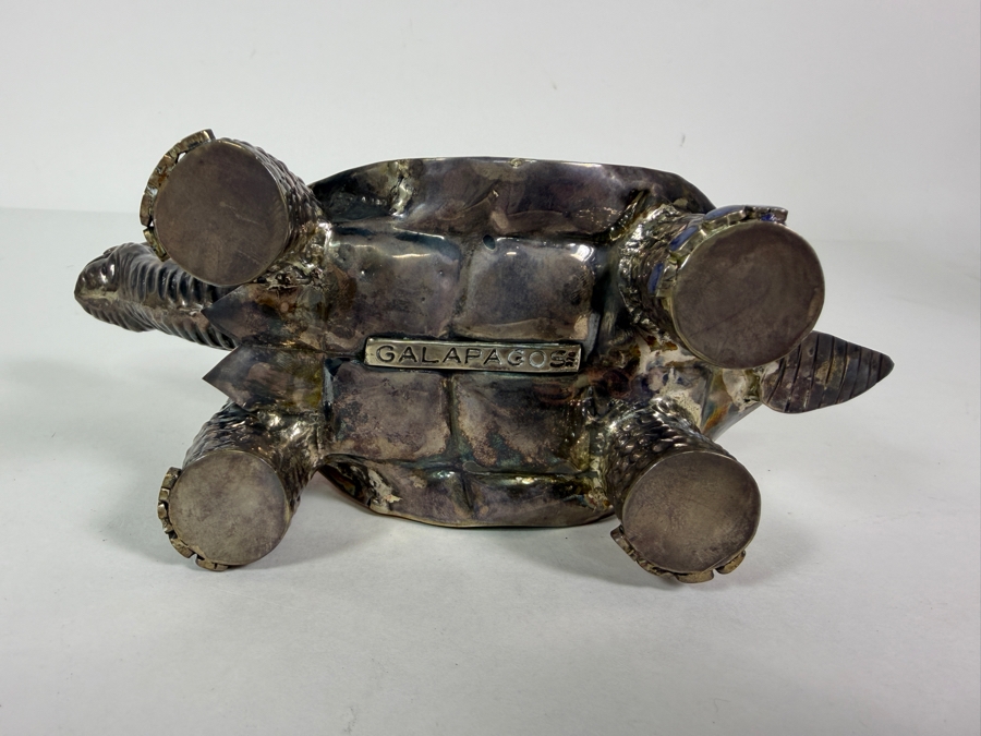 Vintage 'Galapagos' .970 Fine Sterling Silver Turtle Figurine Mosaic Semi-Precious Stones and Shells Inlay 7.5W X 3.5H 242.4g [Photo 6]
