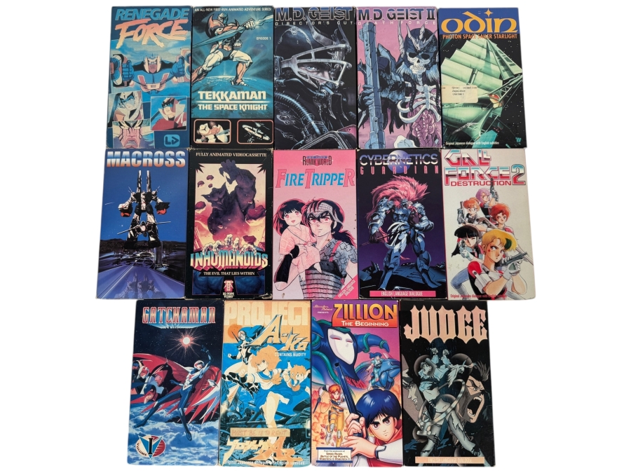 Vintage Retro Sci Fi Mecha Cyberpunk Anime Collection VHS Video Tape Lot Of 14 Estimate $120 - $180
