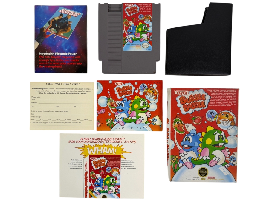 Taito Bubble Bobble Nintendo NES Complete In Box CIB With Manual And Inserts Estimate $100 - $150
