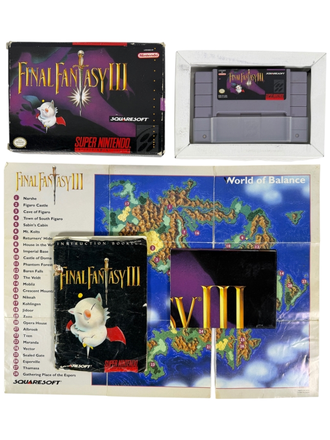 Final Fantasy III Super Nintendo SNES Complete In Box CIB With Map Manual And Inserts Estimate $250 - $350