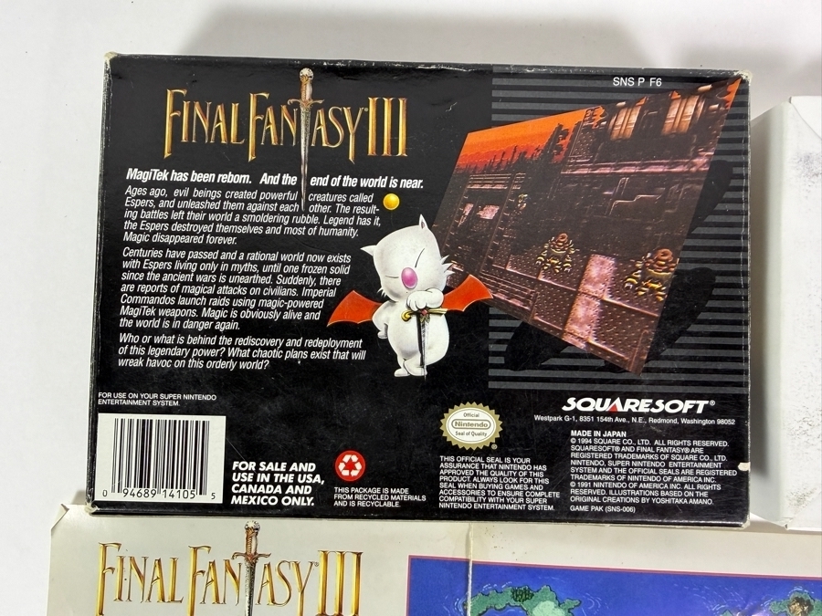 Final Fantasy III Super Nintendo SNES Complete In Box CIB With Map Manual And Inserts Estimate $250 - $350 [Photo 4]