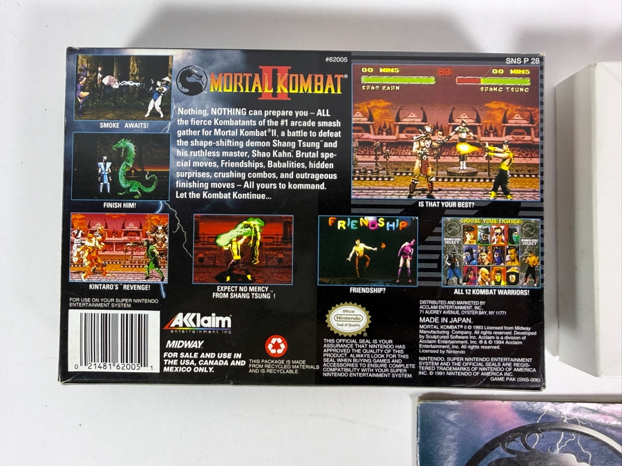 Mortal Kombat II Super Nintendo SNES Complete In Box CIB With Manual Estimate $60 - $85 [Photo 4]