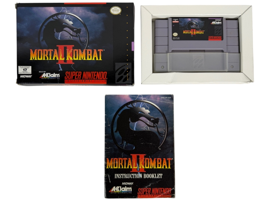 Mortal Kombat II Super Nintendo SNES Complete In Box CIB With Manual Estimate $60 - $85