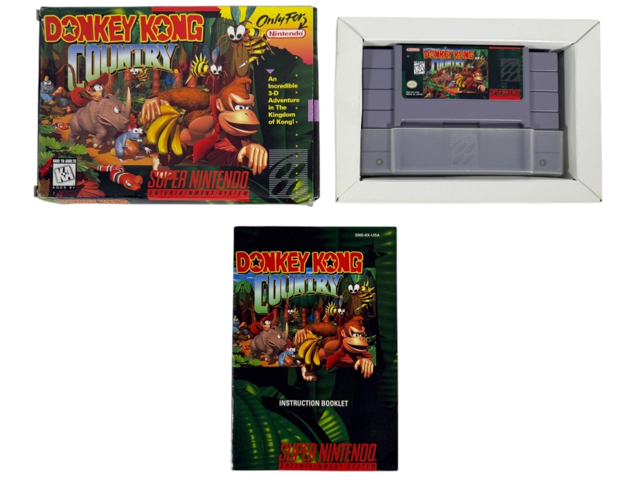 Donkey Kong Country Super Nintendo SNES Complete In Box CIB With Manual Estimate $75 - $110