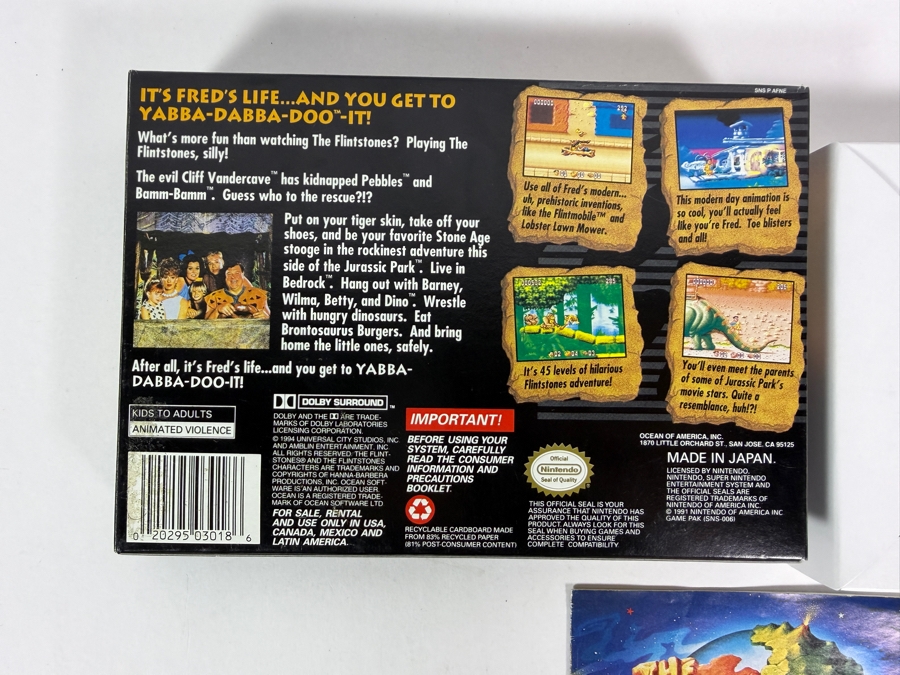 The Flintstones Super Nintendo SNES Complete In Box CIB With Manual And Tray Estimate $65 - $95 [Photo 4]