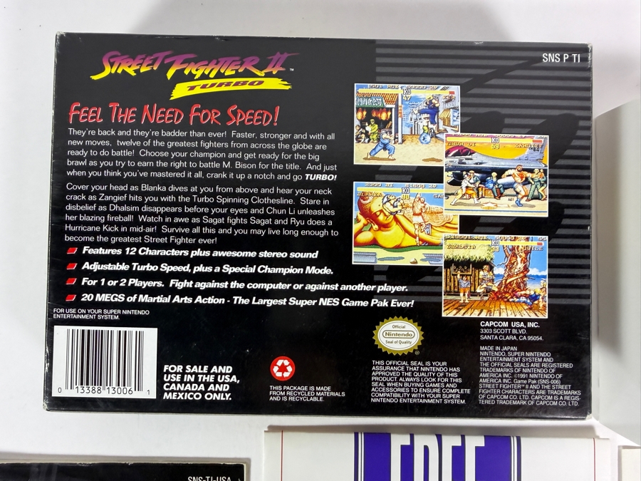 Street Fighter II Turbo Super Nintendo SNES Complete In Box CIB With Manual And Inserts Estimate $80 - $120 [Photo 4]