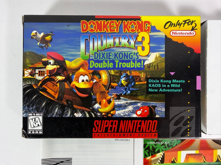 Donkey Kong Country 3 Dixie Kong's Double Trouble Super Nintendo SNES Complete In Box CIB With Inserts Estimate $120 - $170 [Photo 2]