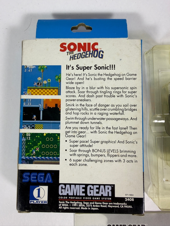 Sonic The Hedgehog Sega Game Gear Complete In Box CIB With Manual And Inserts Estimate $45 - $65 [Photo 6]