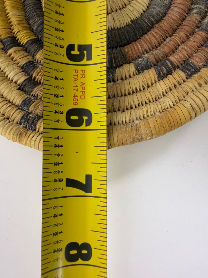 Native American Hopi Second Mesa Polychrome Coiled Basketry Plaque Geometric Pattern With Yucca And Galleta Grass 6.5W [Photo 5]