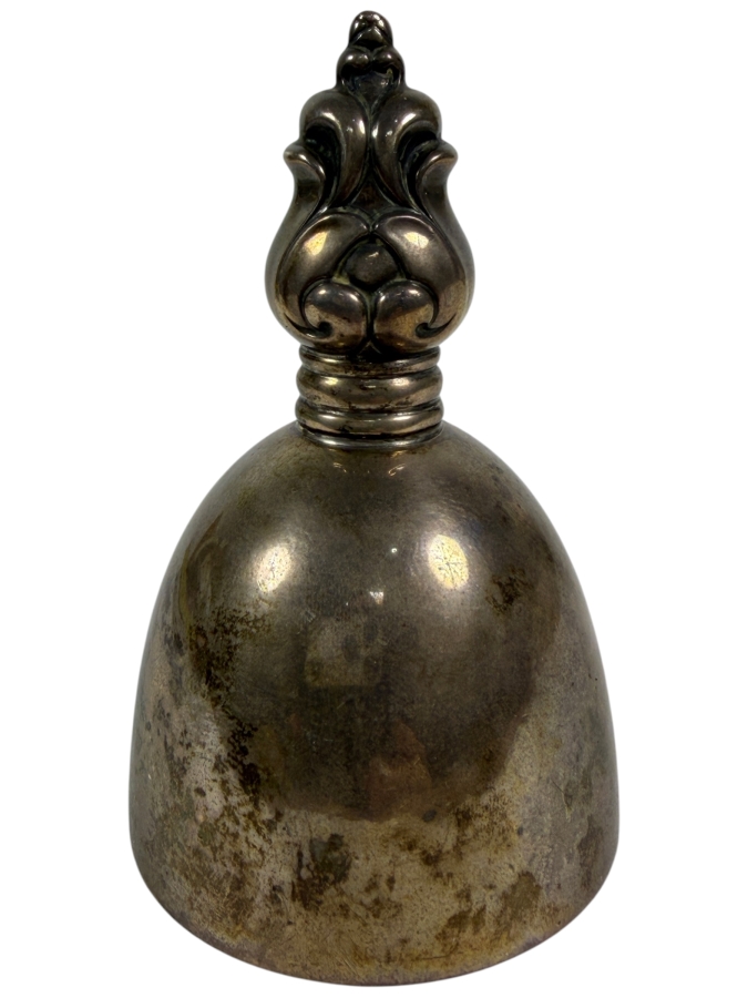 Vintage Wallace Silversmiths Solid Sterling Silver Hand Bell With Acanthus Finial Handle 51.9g 3.25H Silver Melt Value $85