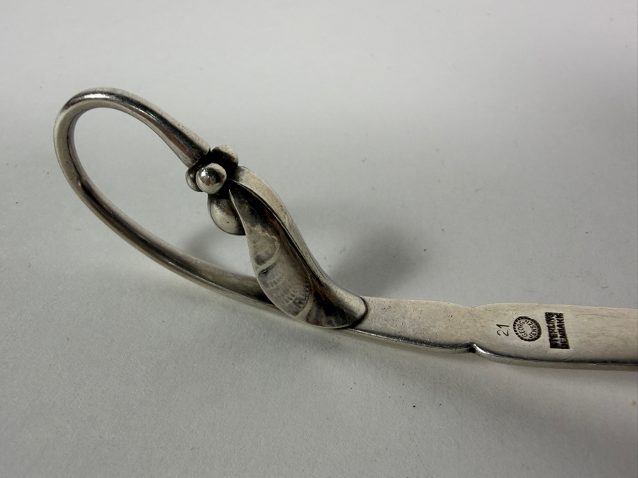 Georg Jensen Sterling Silver Ornamental Sugar Spoon With Scroll Loop Handle Made In Denmark 30g 5.25W Silver Melt Value $49 [Photo 6]