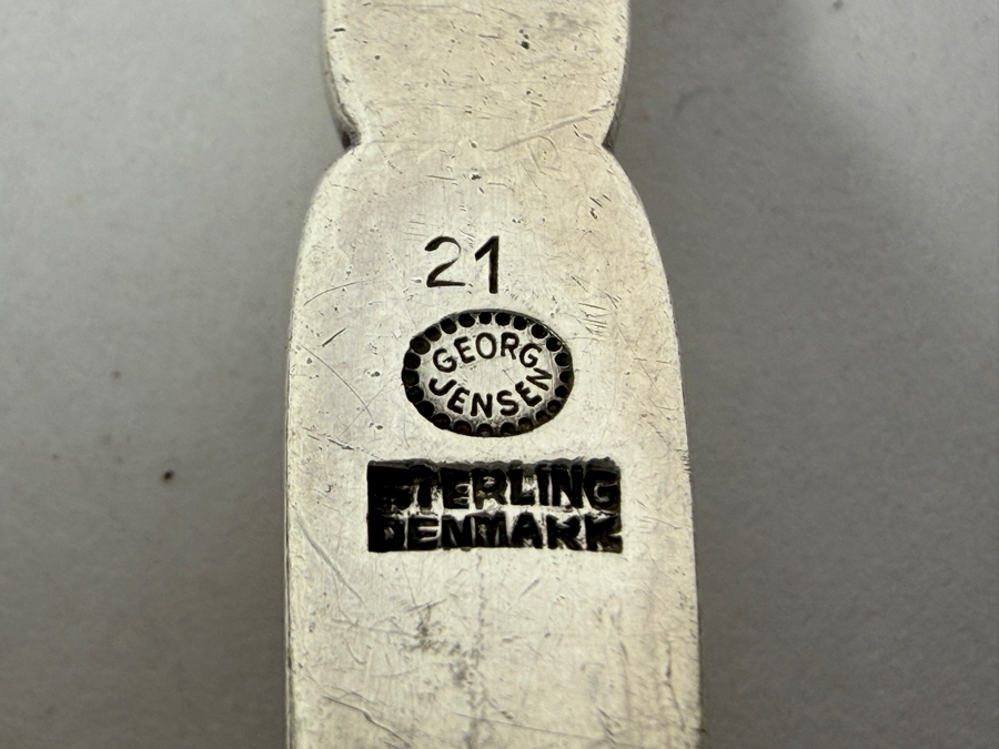 Georg Jensen Sterling Silver Ornamental Sugar Spoon With Scroll Loop Handle Made In Denmark 30g 5.25W Silver Melt Value $49 [Photo 7]