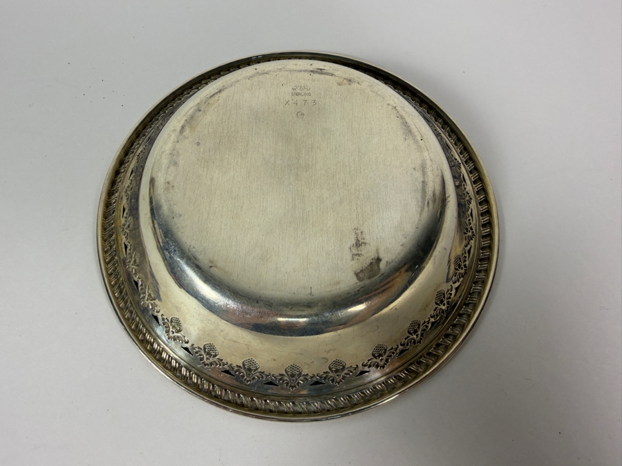 Gorham Sterling Silver Antique Art Nouveau Pierced Leaf And Acorn Bowl With Gadroon Border Dated 1916 89.6g 6W X 1.25H Silver Melt Value $146 [Photo 4]