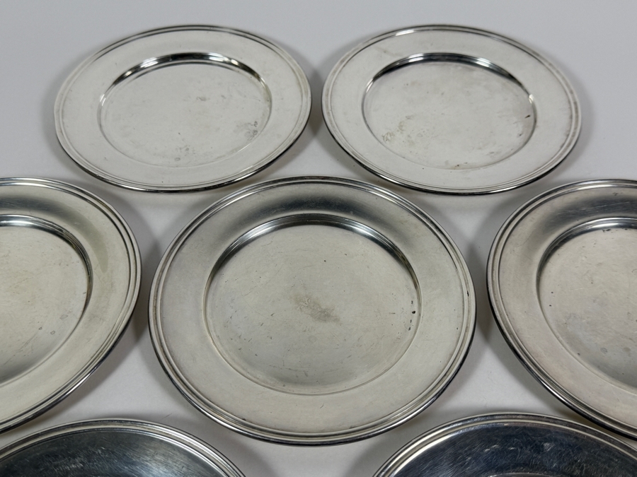 Set Of Seven Solid Sterling Silver Butter Plates 465.8g 6W Silver Melt Value $758 [Photo 2]