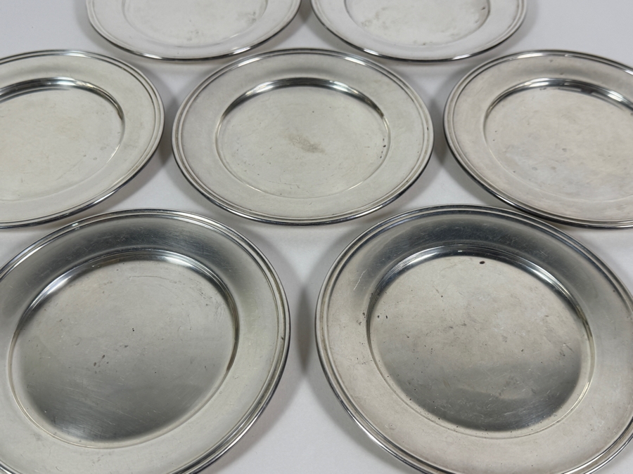Set Of Seven Solid Sterling Silver Butter Plates 465.8g 6W Silver Melt Value $758 [Photo 3]