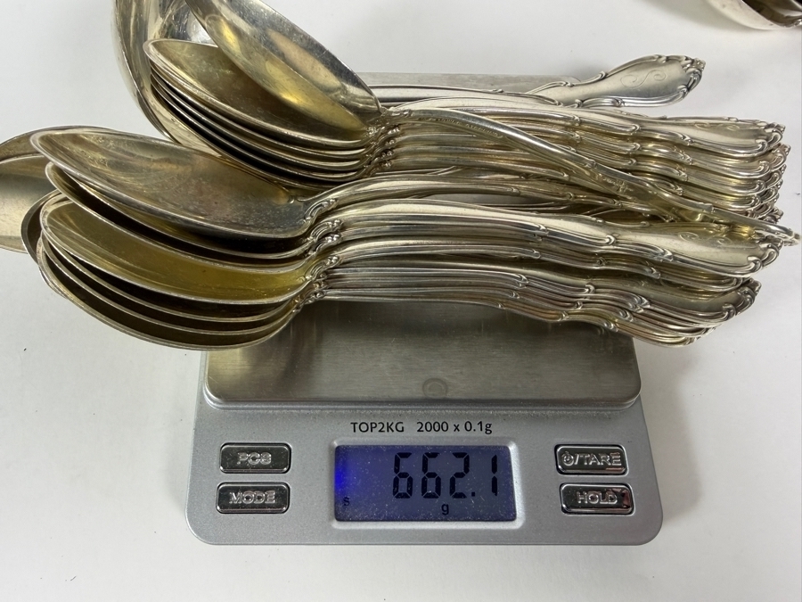 Towle Sterling Silver Flatware Service Fontana Pattern Multi Piece Set 1867.9g of Pure Sterling Silver (Knives Weigh an Additional 766.5g) Silver Melt Value $3,041 Not Including Knives [Photo 12]