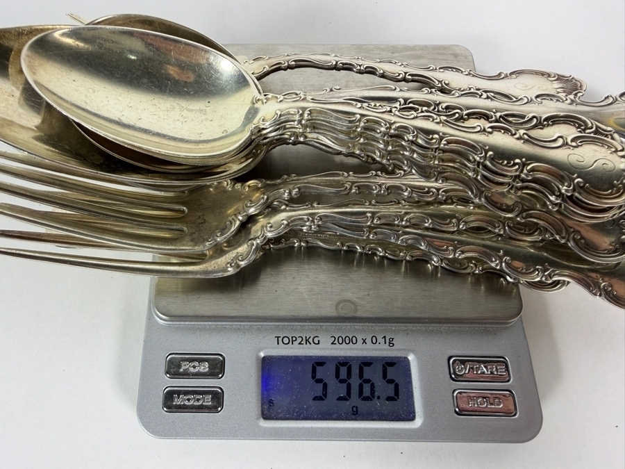 Gorham Sterling Silver Flatware Service 596.5g (Knives Weigh an Additional 281.4g) Silver Melt Value $971 Not Including Knives [Photo 11]