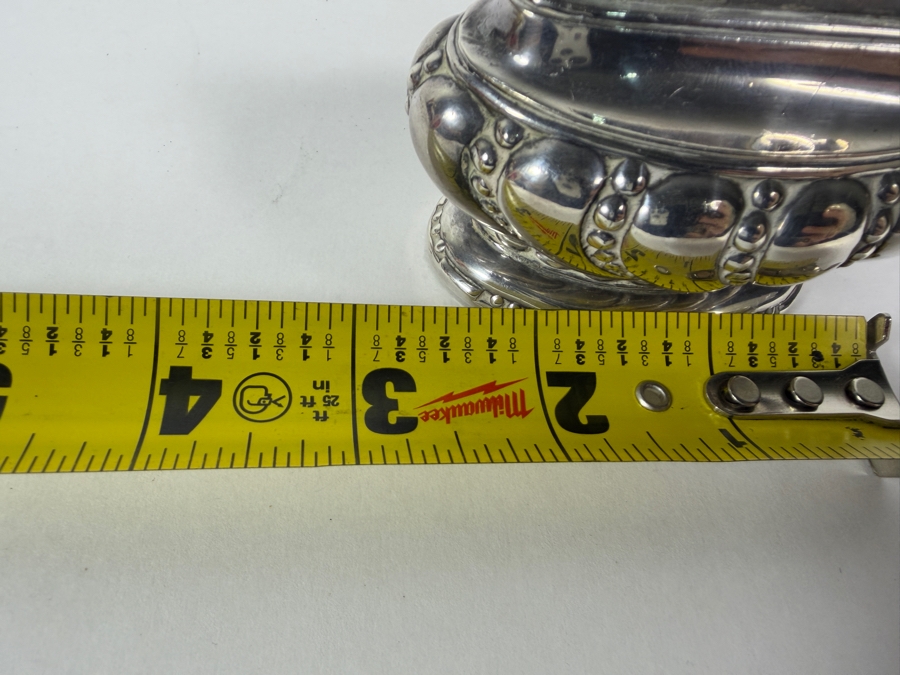 Vintage Ronson Crown Silver-Plated Table Lighter With Gadroon Bead Trim Made In USA 3W X 2.5H [Photo 4]