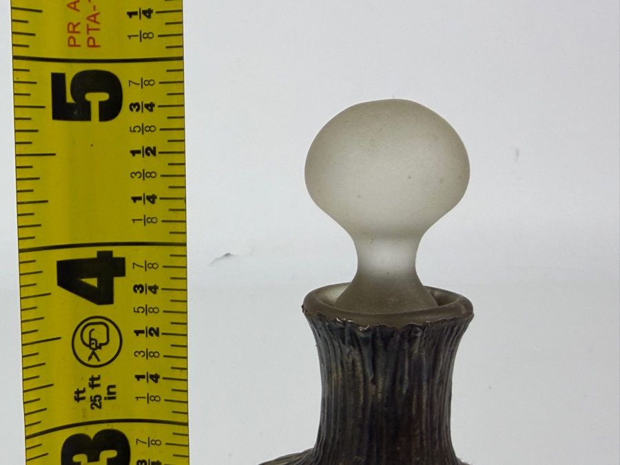 Antique Loetz Art Nouveau Mottled Iridescent Glass Perfume Bottle Decanter British Sterling Silver Overlay Hallmarked BU 4.75H [Photo 6]