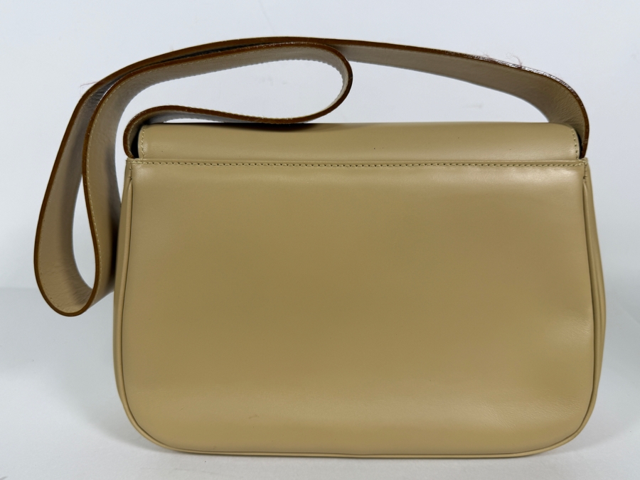 Salvatore Ferragamo Vara Beige Smooth Calfskin Leather Shoulder Bag Grosgrain Ribbon Gold-Tone Buckle With Dust Bag [Photo 4]