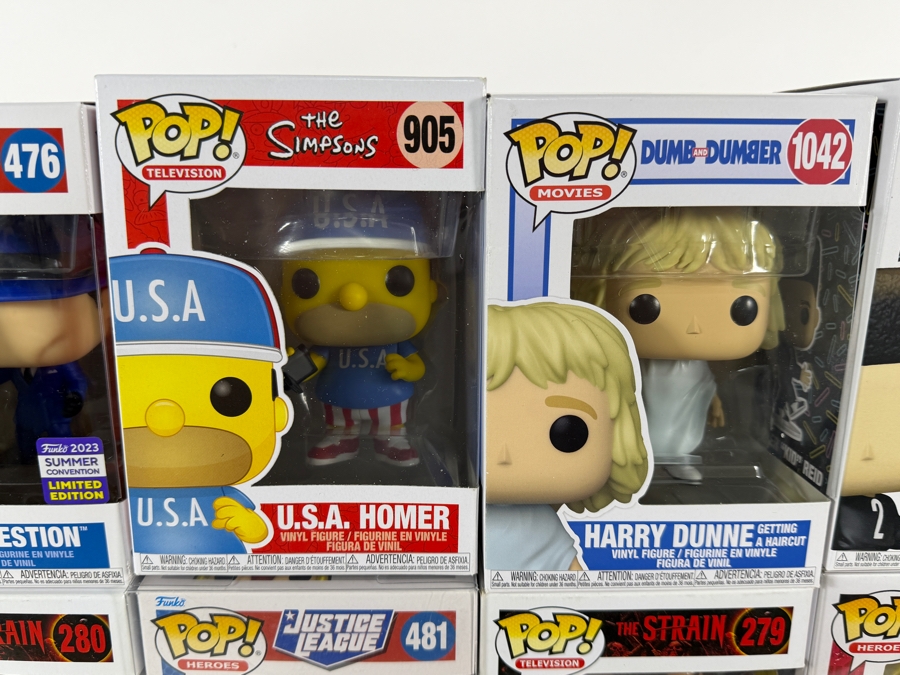 Lot Of 15 Assorted Funko Pop Vinyl Figures Including DC, The Simpsons, Dumb And Dumber, And The Strain Exclusives, In Box. Estimate $172 - $251 [Photo 9]