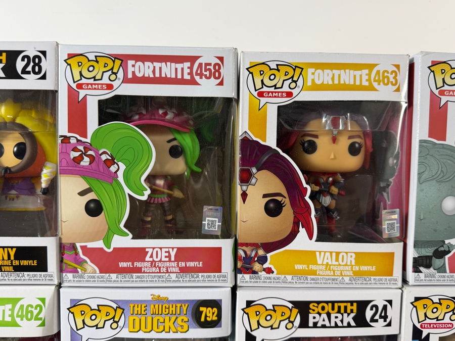 Lot Of 15 Assorted Funko Pop Vinyl Figures Including Fortnite, South Park, Will & Grace, And The Mighty Ducks Exclusives, In Box. Estimate $154 - $226 [Photo 9]