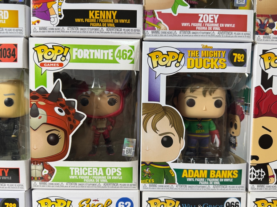 Lot Of 15 Assorted Funko Pop Vinyl Figures Including Fortnite, South Park, Will & Grace, And The Mighty Ducks Exclusives, In Box. Estimate $154 - $226 [Photo 6]