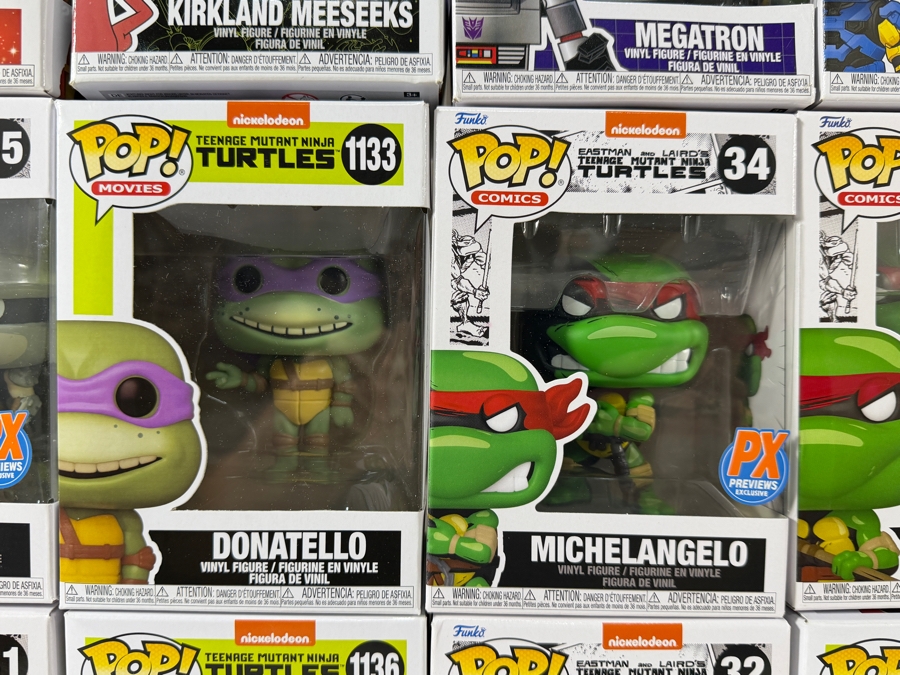 Lot Of 15 Assorted Funko Pop Vinyl Figures Including Teenage Mutant Ninja Turtles, Megatron, Halo, Rick And Morty, And Jingle All The Way, In Box. Estimate $185 - $265 [Photo 6]